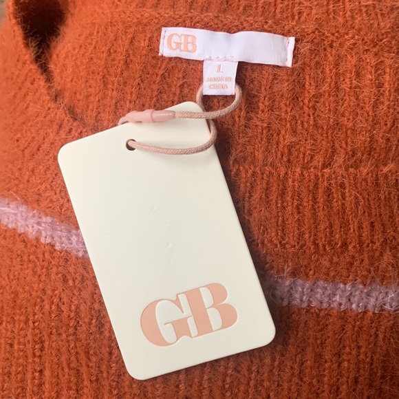 NWT GIANNI BINI GB Orange Striped Eyelash Long Sleeve Sweater - Picture 9 of 14